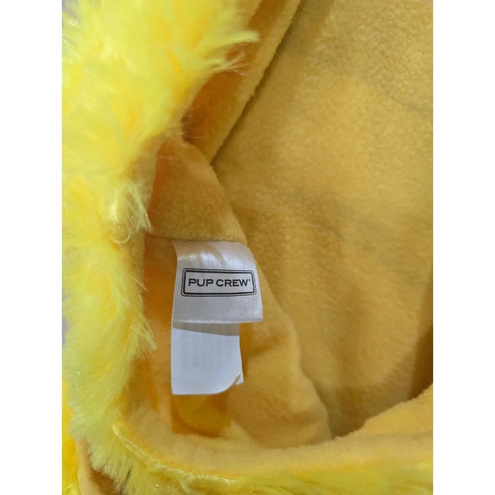 Pup Crew Banana Pup Organic Dog Costume Yellow Faux Fur Hoodie Size Medium